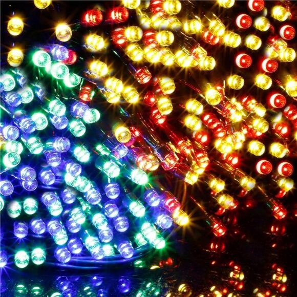 66FT Outdoor Christmas Green Wire LED Fairy Lights, 8 Lighting Modes, Multicolor - Picture 2 of 7